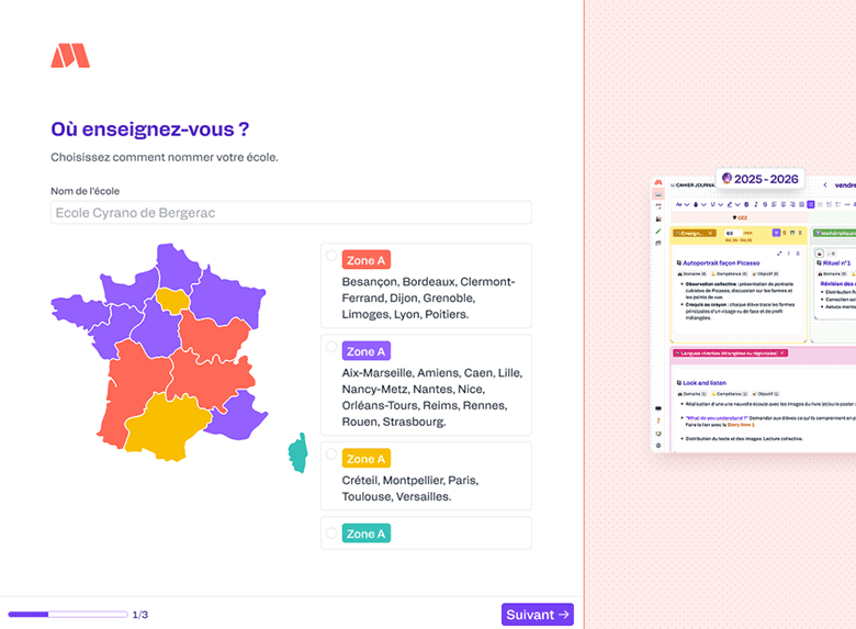 Création de compte et sélection de la zone géographique