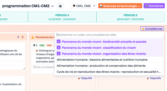 Notifications et mise en lumière des changements de programme