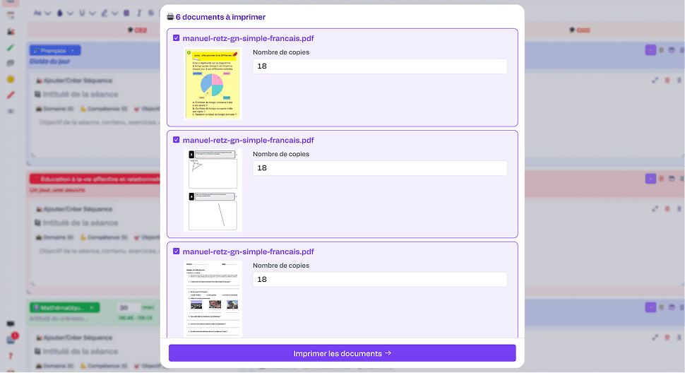 Sélection et impression groupée des documents